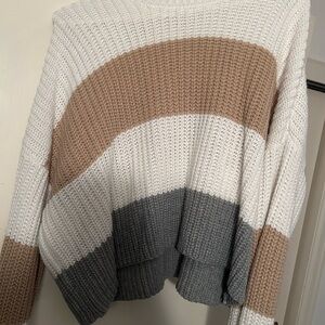 Women's Beige, White, and Gray Sweater